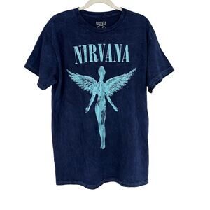 Officially Licensed Nirvana In Utero T-Shirt Blue Acid Wash Large NWOT